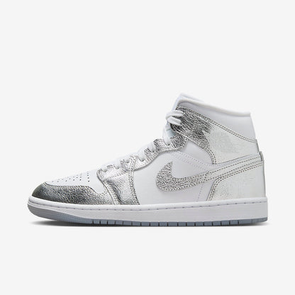 Men's Air Jordan 1 Mid 'Metallic Silver' Shoes