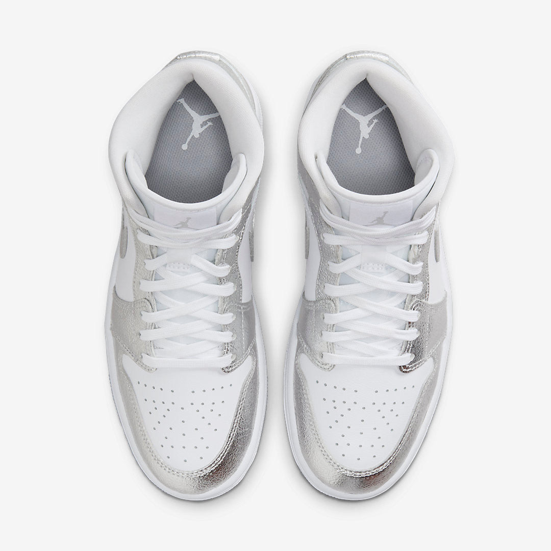 Men's Air Jordan 1 Mid 'Metallic Silver' Shoes