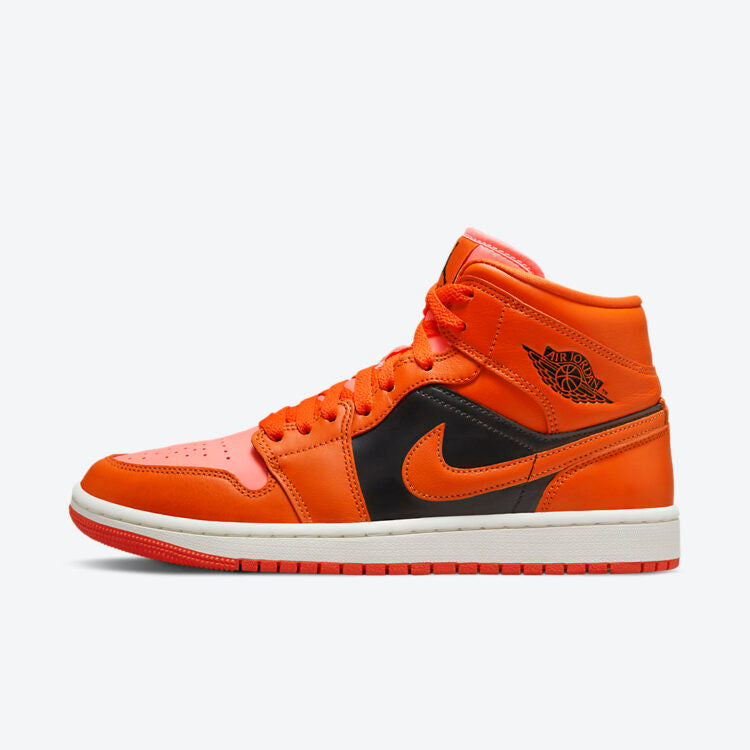 Men's Air Jordan 1 Mid 'Orange Black' Shoes