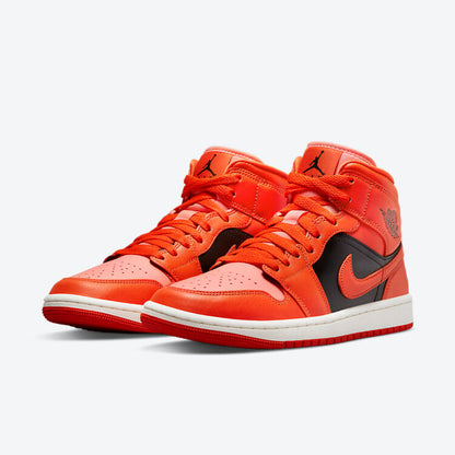 Men's Air Jordan 1 Mid 'Orange Black' Shoes