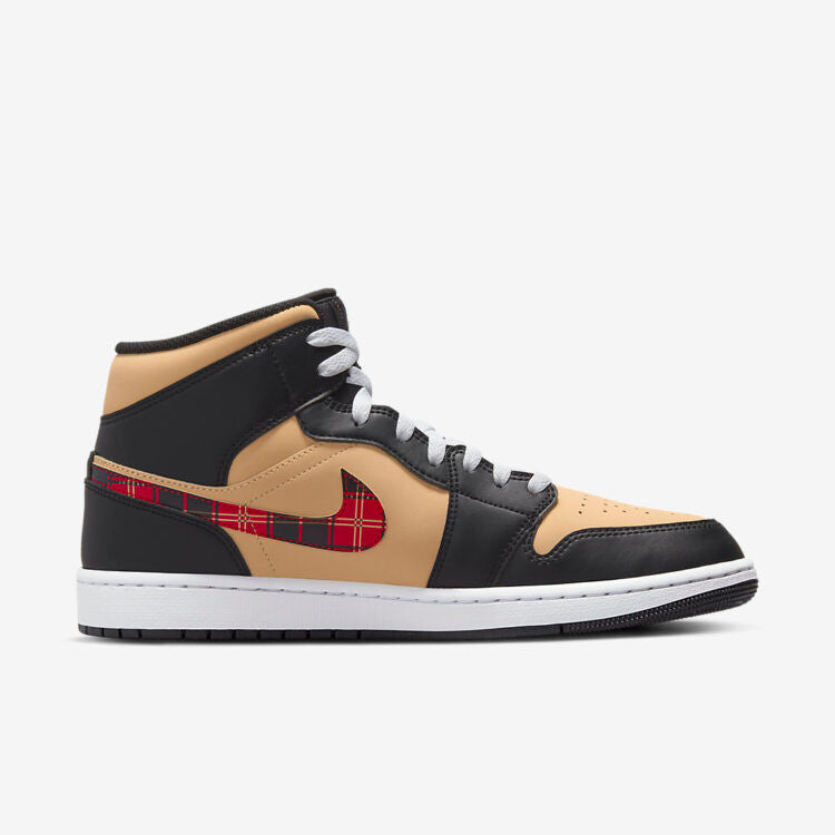 Men's Air Jordan 1 Mid 'Tartan Swoosh' Shoes