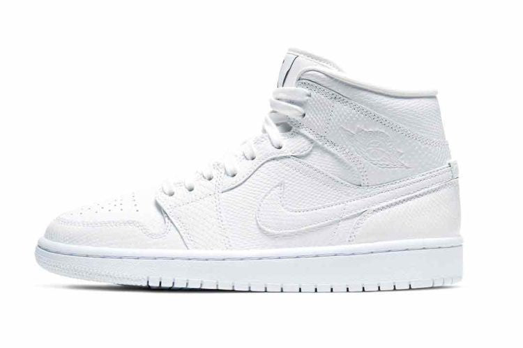 Men's Air Jordan 1 Mid 'White Snakeskin' Shoes