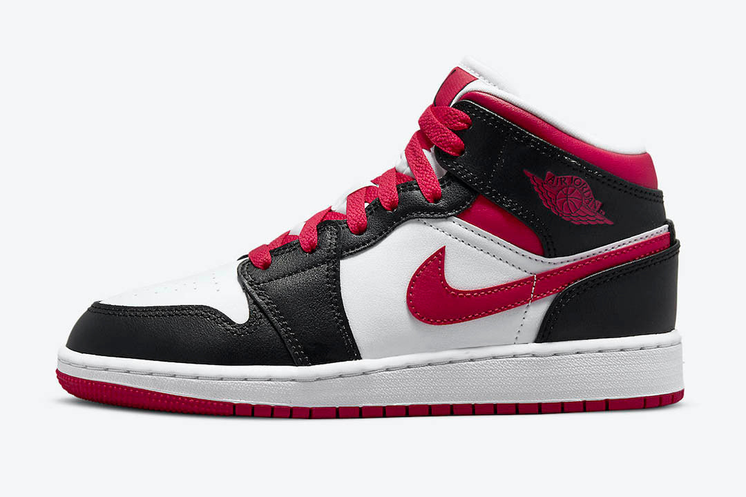 Men's Air Jordan 1 Mid 'White, Black, and Red' Shoes