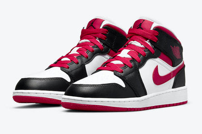 Men's Air Jordan 1 Mid 'White, Black, and Red' Shoes