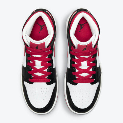 Men's Air Jordan 1 Mid 'White, Black, and Red' Shoes
