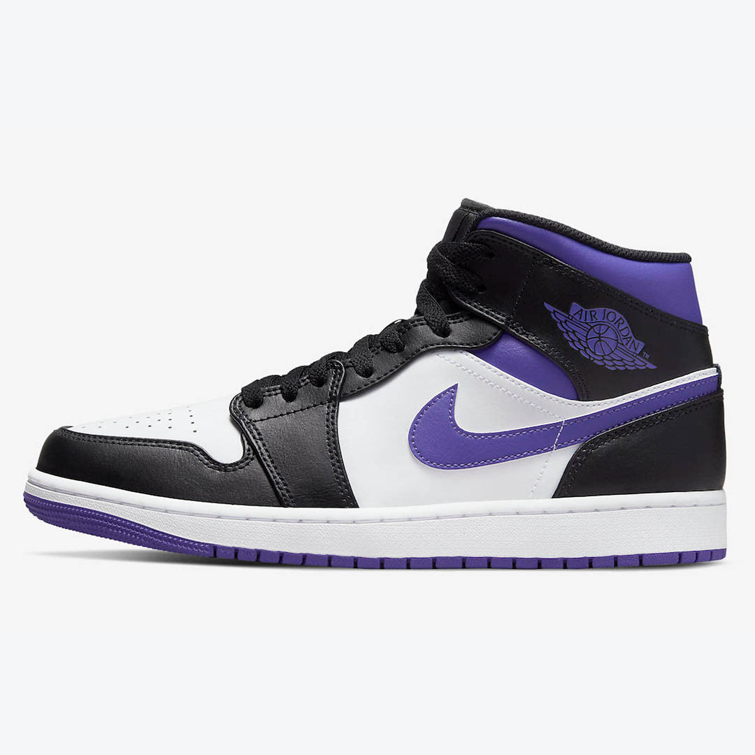 Men's Air Jordan 1 Mid 'White Black-Court Purple' Shoes