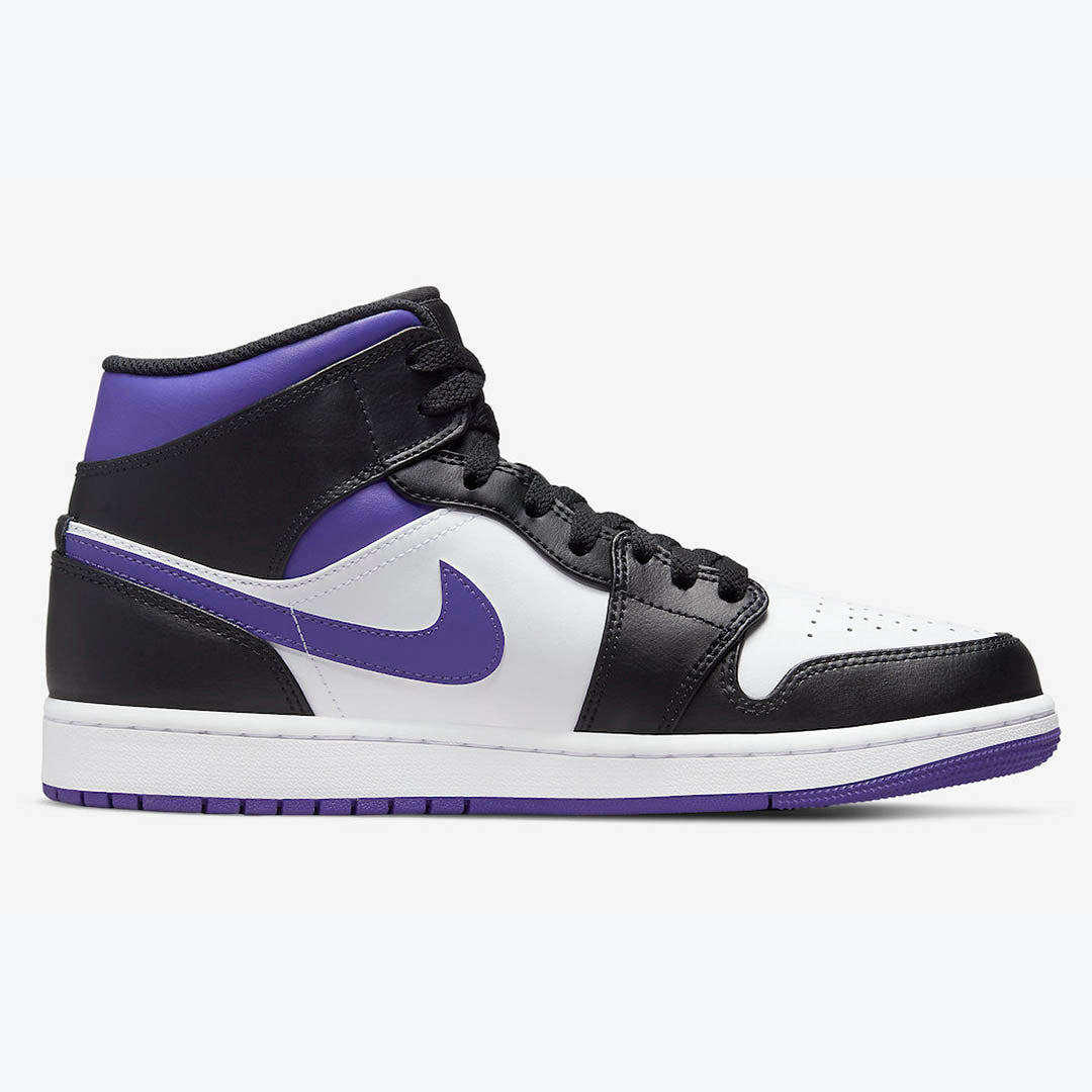 Men's Air Jordan 1 Mid 'White Black-Court Purple' Shoes