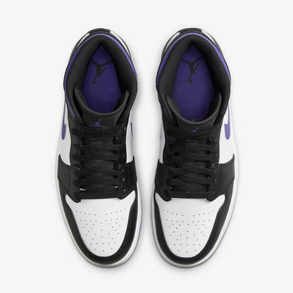 Men's Air Jordan 1 Mid 'White Black-Court Purple' Shoes