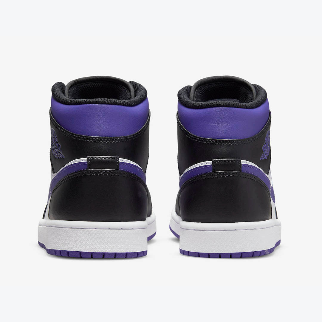 Men's Air Jordan 1 Mid 'White Black-Court Purple' Shoes