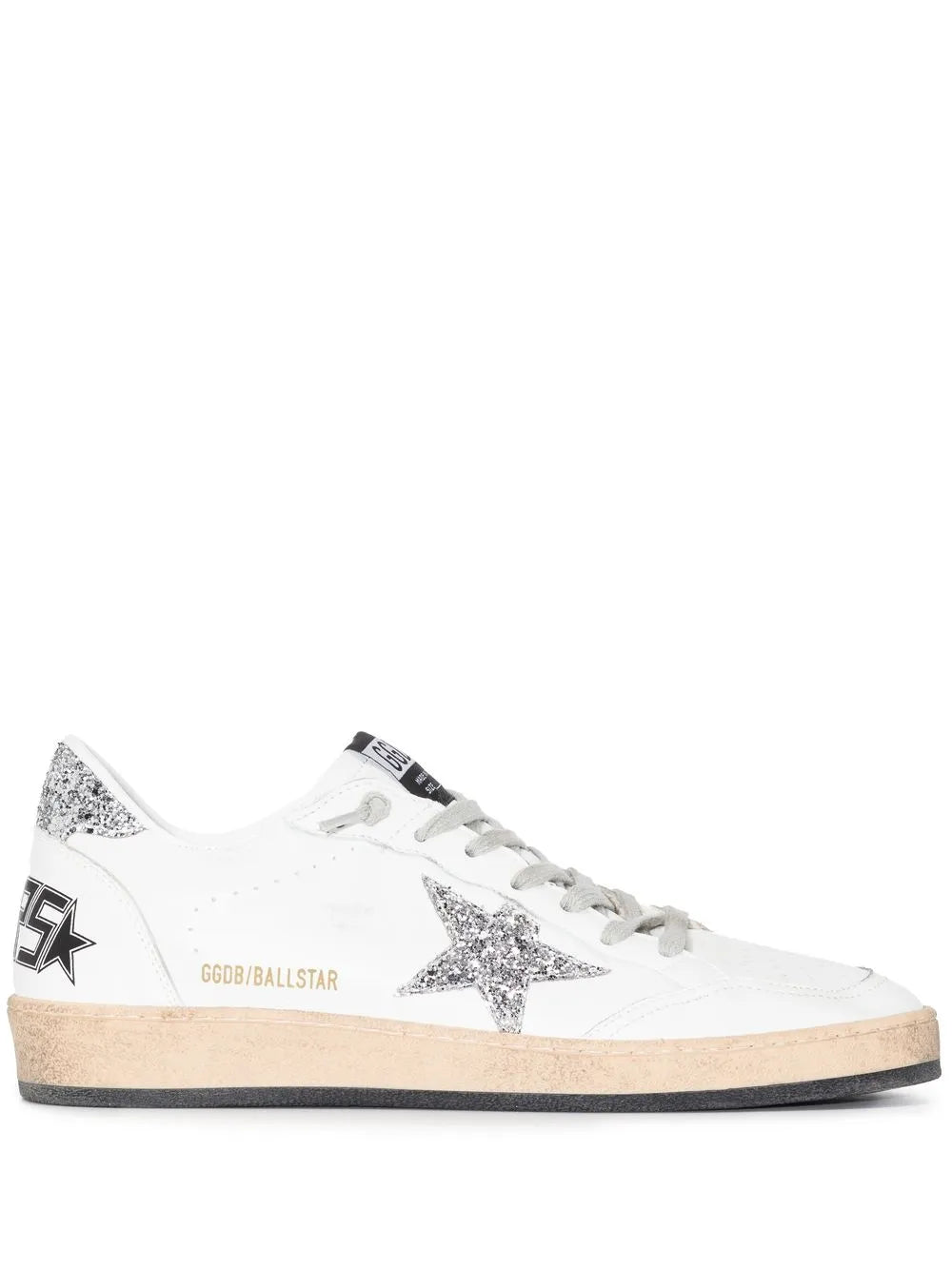 Men's Golden Goose Ball Star Gold Laminated White Sneakers