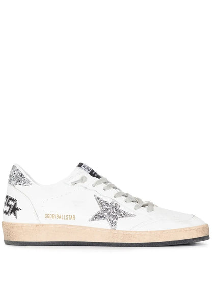 Men's Golden Goose Ball Star Gold Laminated White Sneakers