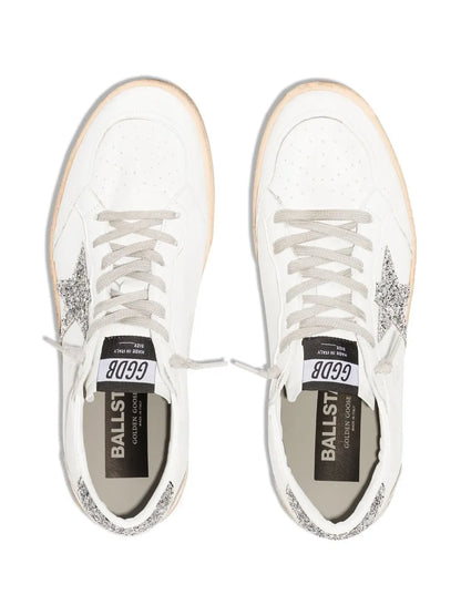 Men's Golden Goose Ball Star Gold Laminated White Sneakers