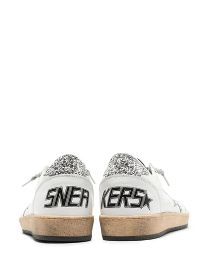 Men's Golden Goose Ball Star Gold Laminated White Sneakers