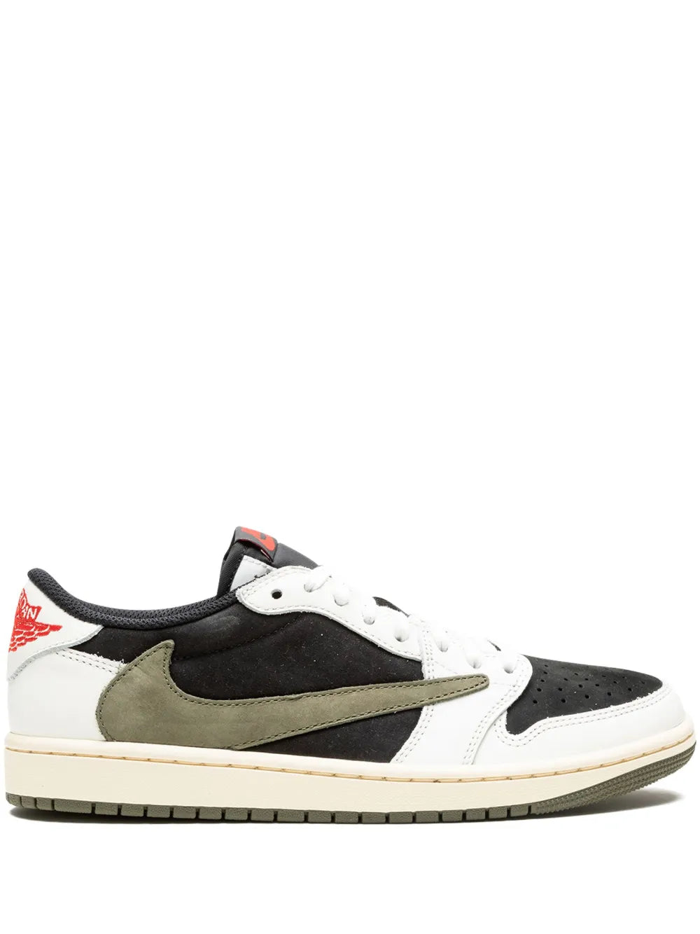 Men's Travis Scott x Air Jordan 1 Retro Low  ‘Black White Olive Green' Shoes