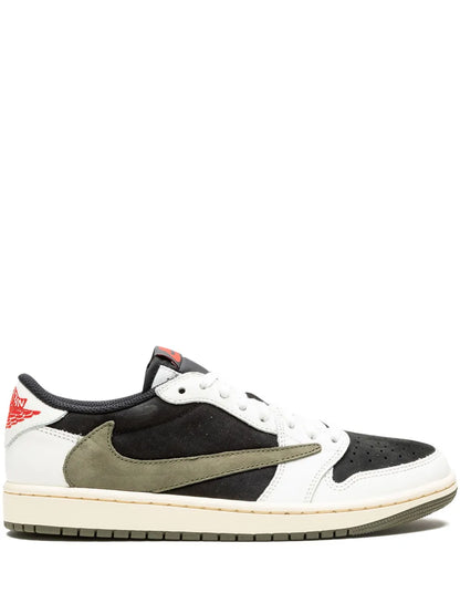 Men's Travis Scott x Air Jordan 1 Retro Low  ‘Black White Olive Green' Shoes