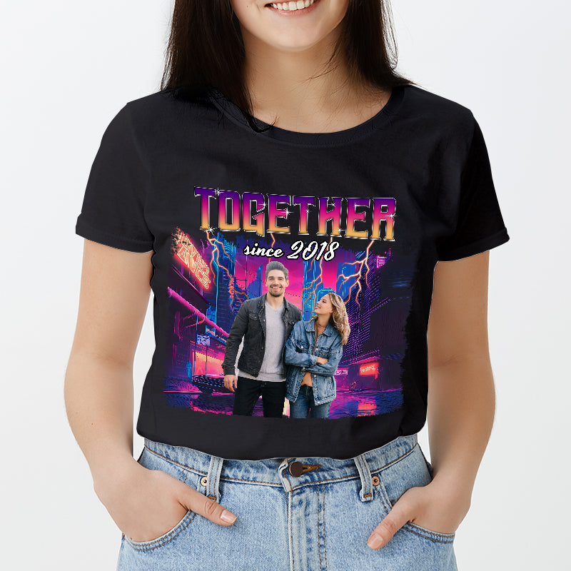 Custom Photo Personalized T Shirt - Together Since Hip Hop Retro Style - Birthday, Anniversary Gift For Couple