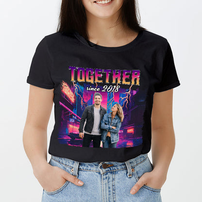 Custom Photo Personalized T Shirt - Together Since Hip Hop Retro Style - Birthday, Anniversary Gift For Couple