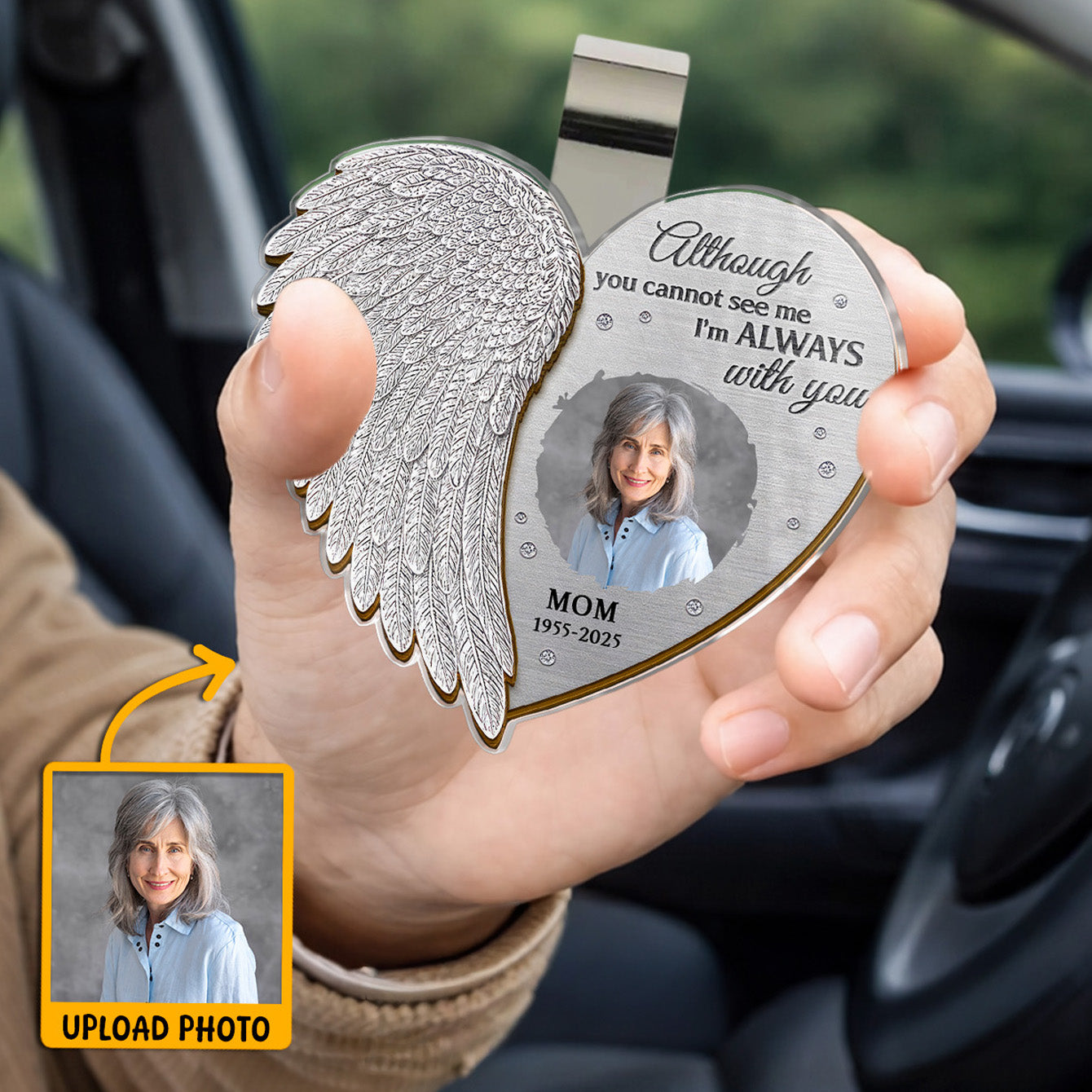 Custom Photo Memorial I'm Always With You - Personalized Car Visor Clip - Meaningful Gift For Family Members, Grandma, Grandpa