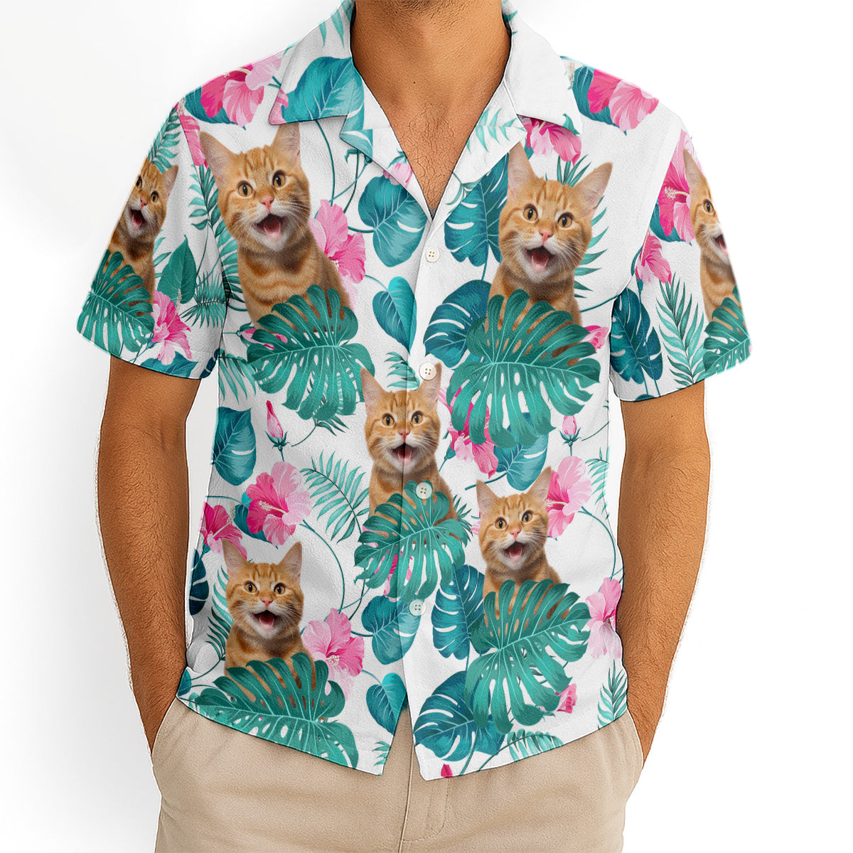Custom Pet Photo Flowery - Personalized Customized Hawaiian Shirt - Lovely Gift For Pet Lovers