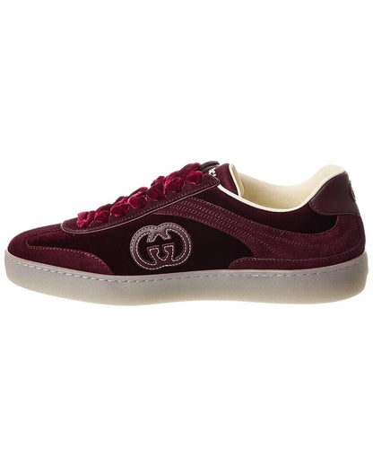 Men's Gucci G75 Logo-Appliquéd Leather-Trimmed Suede Velvet Sneakers