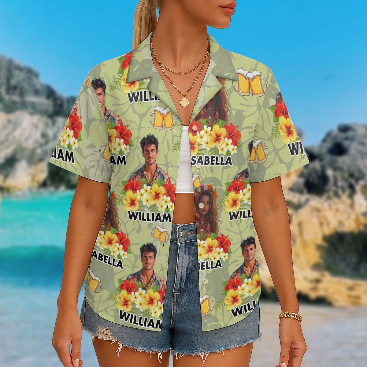 Custom Photo Drinkin' & Cheerin' - Personalized Customized Hawaiian Shirt