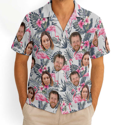 Custom Photo With Beloved Ones Flamingo Theme - Personalized Customized Hawaiian Shirt