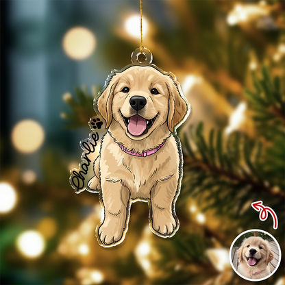 Custom Cute Dog Photo Portrait Christmas Decoration Acrylic Ornament