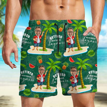 Custom Face All Over Print Beach Short Personalized Retirement Gift for Dad