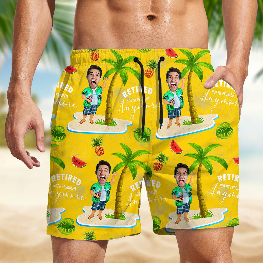 Custom Face All Over Print Beach Short Personalized Retirement Gift for Dad