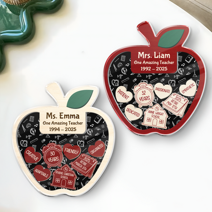 Personalized  Teacher Retirement Acrylic Apple Shaking Magnet Gift From Student