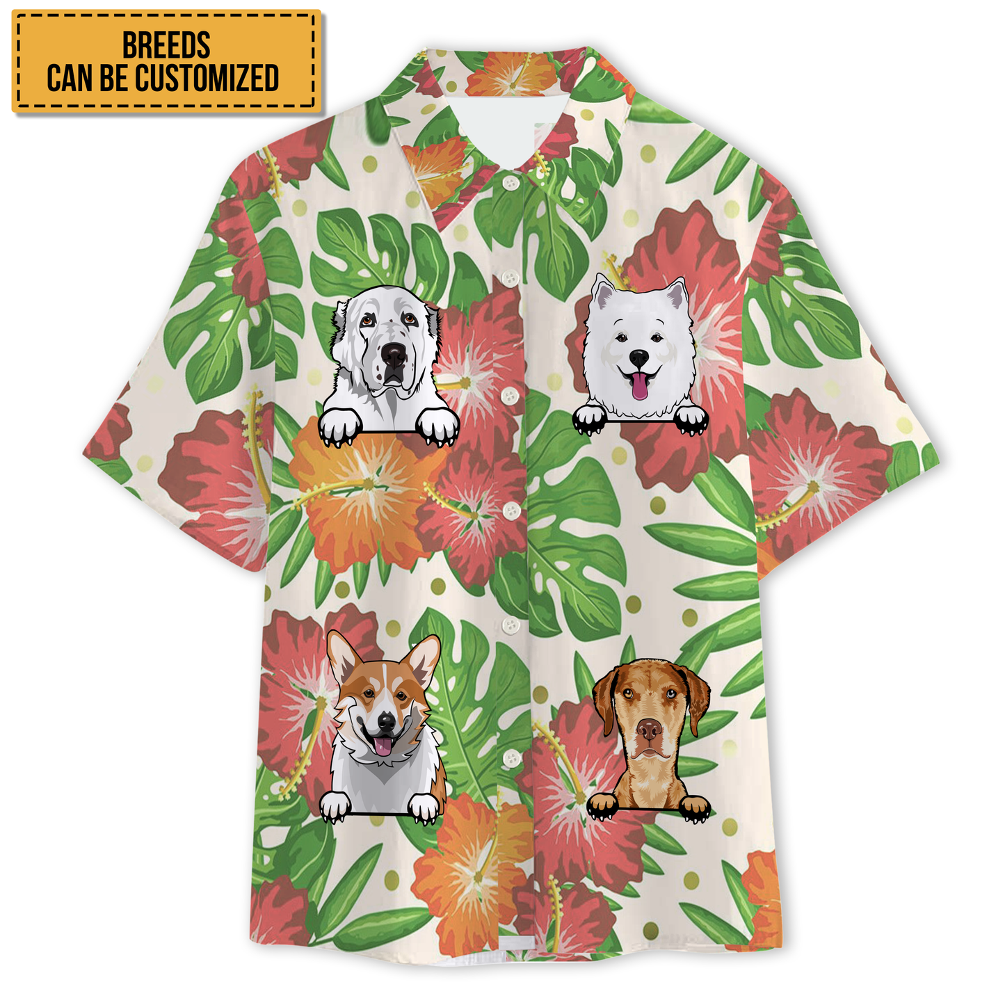 Cute Dog Theme Summer Dog Love - Personalized Customized Hawaiian shirt