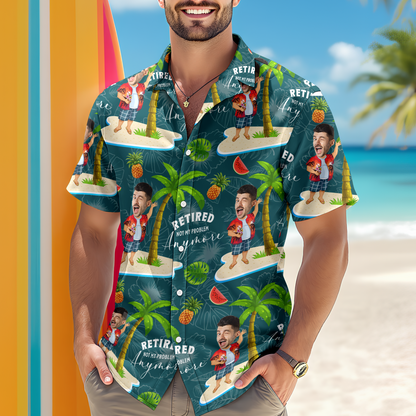 Custom Face All Over Print Hawaiian Shirt Personalized Retirement Gift for Dad