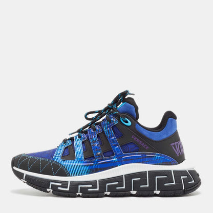 Men's Versace Men's Trigreca Lace Up Barocco Print Blue Sneakers