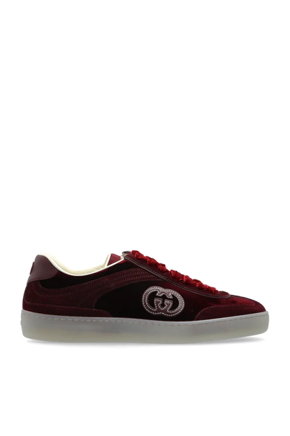 Men's Gucci G75 Logo-Appliquéd Leather-Trimmed Suede Velvet Sneakers