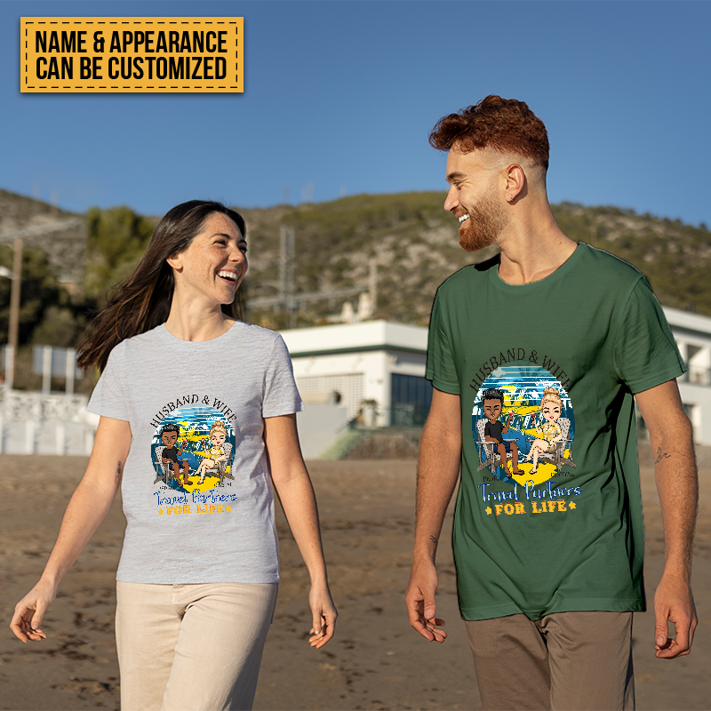 Husband And Wife Travel Partners For Life - Beach Couple T-shirt - Gift For Couples