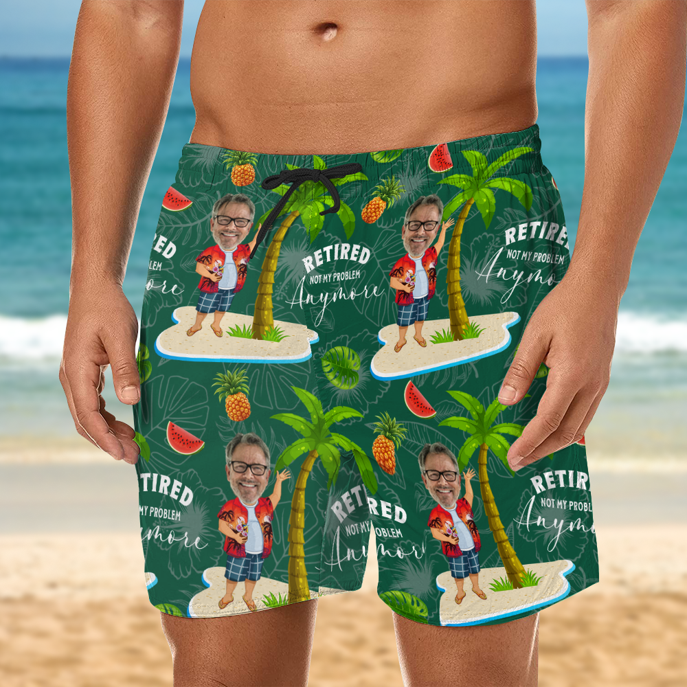 Custom Face All Over Print Beach Short Personalized Retirement Gift for Dad