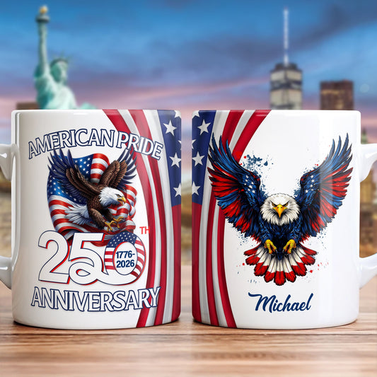 Custom Name American Pride Patriotic 250th Anniversary Eagle Mug