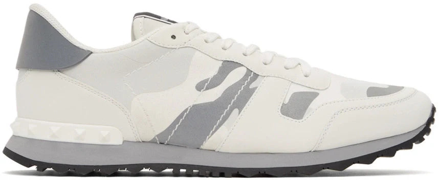 Men's Valentino Camo Rock Runners White & Silver Sneakers