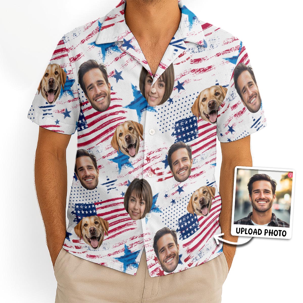 Custom Photo With Beloved Ones American Theme - Personalized Customized Hawaiian shirt