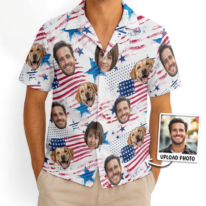 Custom Photo With Beloved Ones American Theme - Personalized Customized Hawaiian shirt