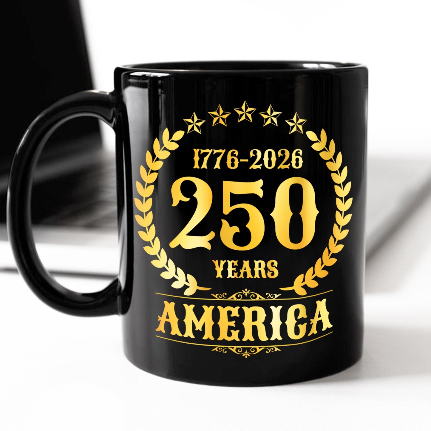 America 250 Years America 250th Anniversary Black Mug