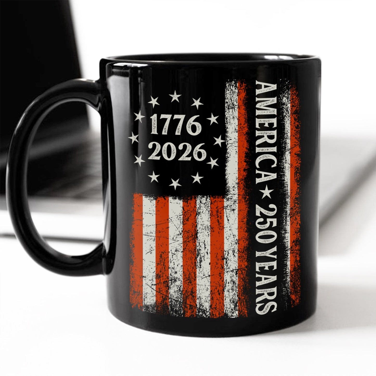 250 Years America Flag 250th Birthday 1776-2026 Black Mug