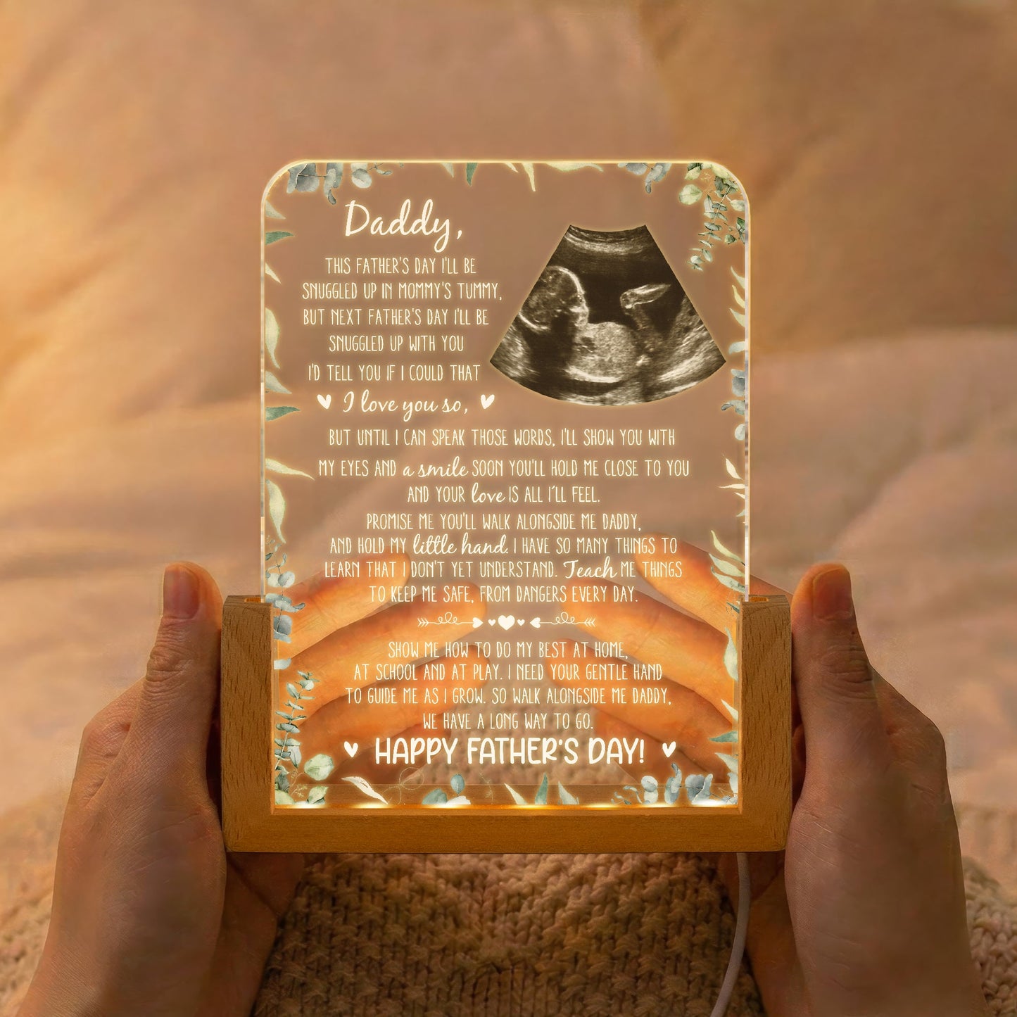 1st Father's Day Gifts, Soon To Be Dad Gift From The Bump I'll Be Snuggled Up - Personalized Night Light