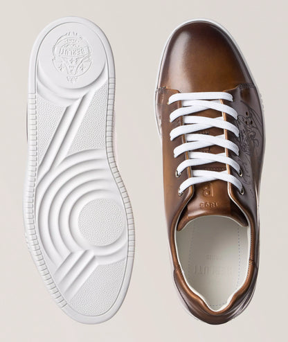 Men's Berluti Playtime Scritto Venezia Leather Brown Sneakers