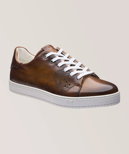 Men's Berluti Playtime Scritto Venezia Leather Brown Sneakers