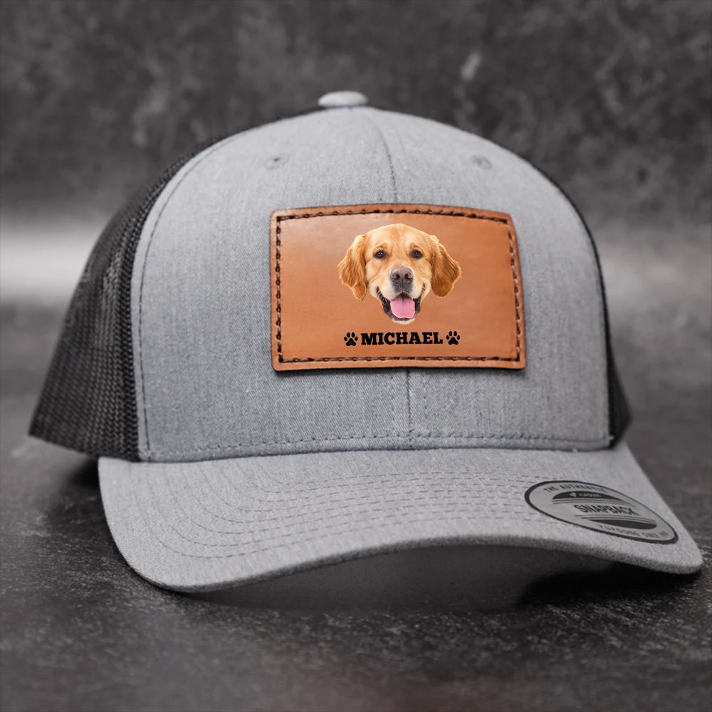 Custom Dog Photo Hat Leather Patch
