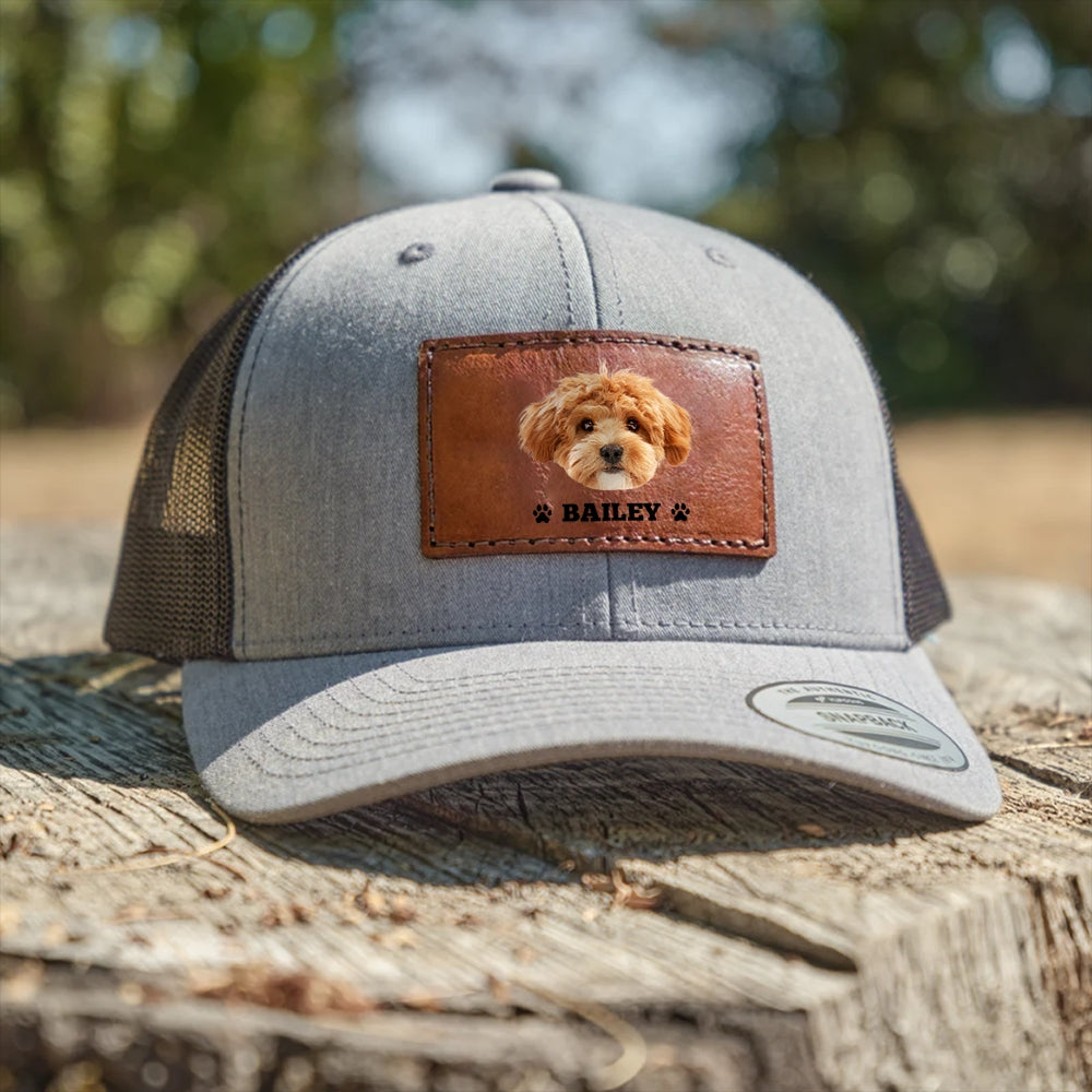 Custom Dog Photo Hat Leather Patch