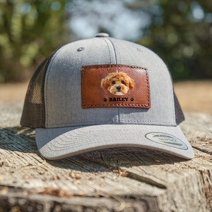Custom Dog Photo Hat Leather Patch