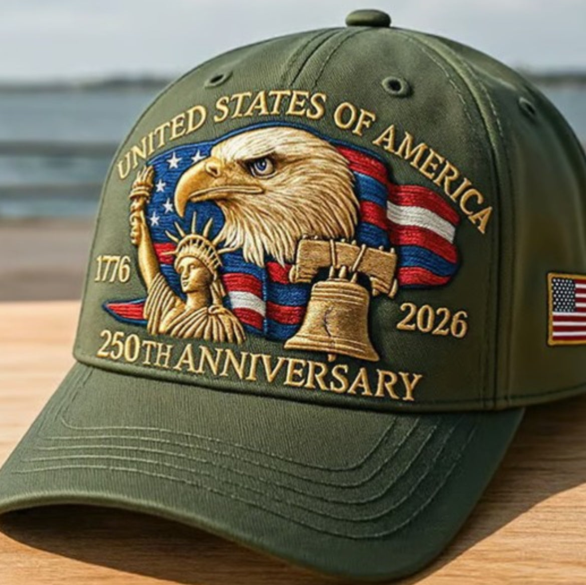 Bald Eagle United States Of America 250th Anniversary Embroidered Cap