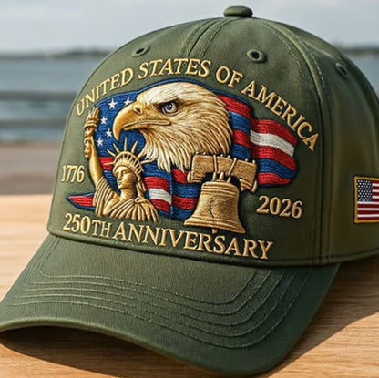 Bald Eagle United States Of America 250th Anniversary Embroidered Cap